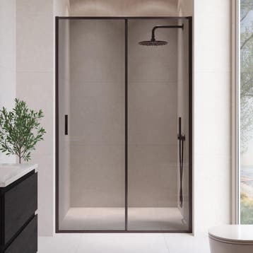 Douchewand Calgary 140 x 190 cm Zwart Getint Glas 8 mm, Verzenden, Nieuw