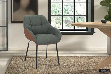 Sem armstoel groen stof + PU cognac (nieuw, outlet), Huis en Inrichting, Stoelen, Nieuw, Stof