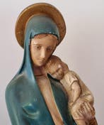 Beeld - Madonna met kind - 47 cm - Gips - 1920-1940