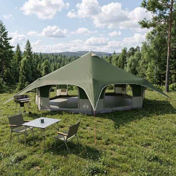 vidaXL Familietent 18-persoons Groen 185T Polyester met PU, Caravans en Kamperen, Verzenden, Nieuw