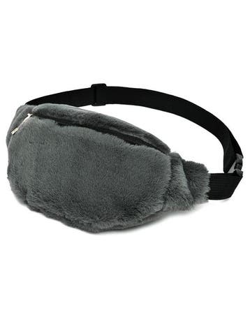 KIMU® Heuptasje Grijs Nepbont Zachte Heuptas Teddy Fanny Pac, Ophalen of Verzenden, Nieuw, Grijs