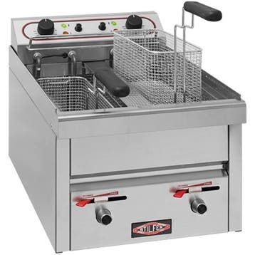 Friteuse | Elektrisch | 10+10L | 7.3kW (400V) | Aftapkranen, Verzenden, Nieuw in verpakking