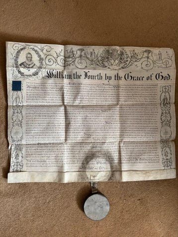[King William IV of England 1830-1837] - Exemplification of