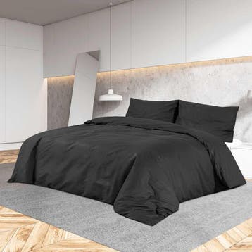vidaXL Dekbedovertrekset 140x200 cm katoen zwart, Huis en Inrichting, Slaapkamer | Beddengoed, Verzenden, Nieuw