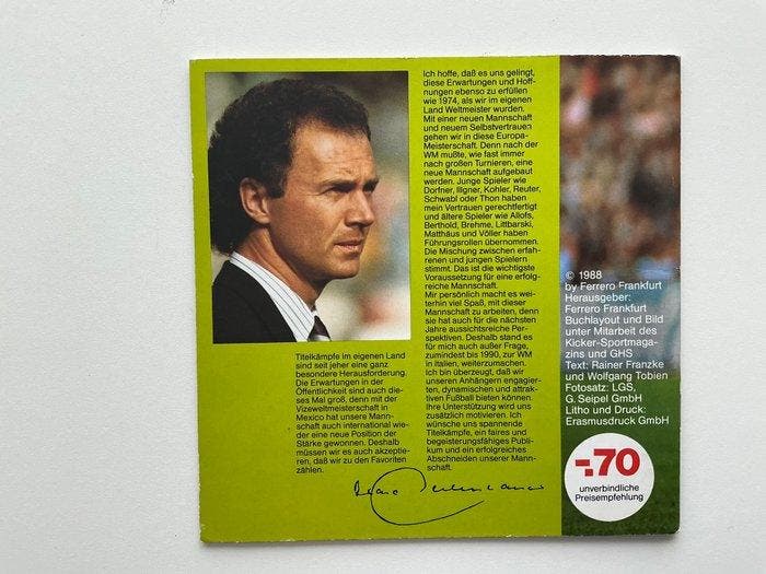 1988 Ferrero Frankfurt UEFA Euro Lothar Matthäus, Ruud, Collections, Autocollants