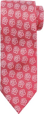 Stropdas Zijde Bloem Rood maat  Heren, Verzenden