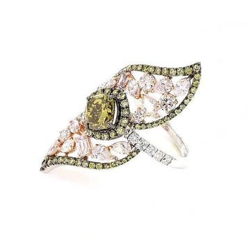 Cocktailring - 18 karaat Witgoud - 3.27ct. tw. Gemengde