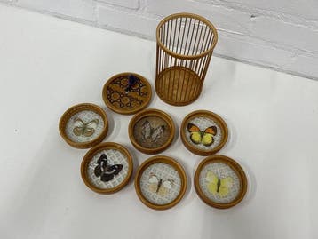 Onderzetter - Vintage Onderzetters - Bamboe - Bamboe -, Antiek en Kunst