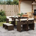 vidaXL 9-delige Tuinset met kussens poly rattan bruin, Verzenden, Nieuw, Tuinset