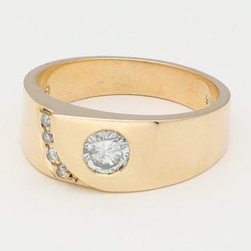 Ring - 14 karaat Geel goud Diamant (Natuurlijk)