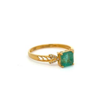 Bague - 14 carats Or jaune - 1.10ct. tw. Émeraude - Diamant, Bijoux, Sacs & Beauté
