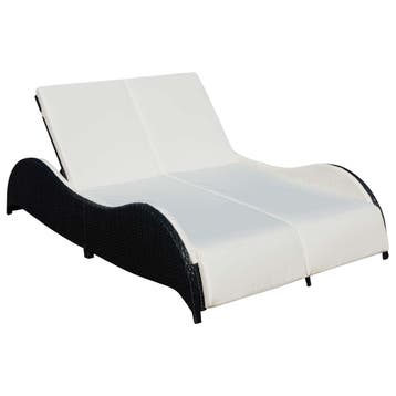 vidaXL Ligbed tweepersoons met kussen poly rattan zwart, Verzenden, Nieuw
