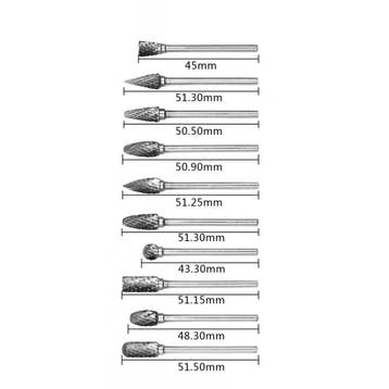 Set hoge kwaliteit frezen, wolfraamcarbide (10 stuks, 3 mm, Verzenden, Nieuw