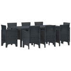 vidaXL Tuin Eettafel Set 9 pcs Antraciet Polypropyleen, Verzenden, Nieuw
