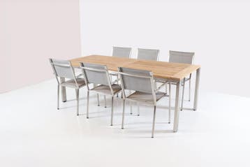 4 Seasons Outdoor Plaza tuinset ash grey met Goa tafel 220, Nieuw