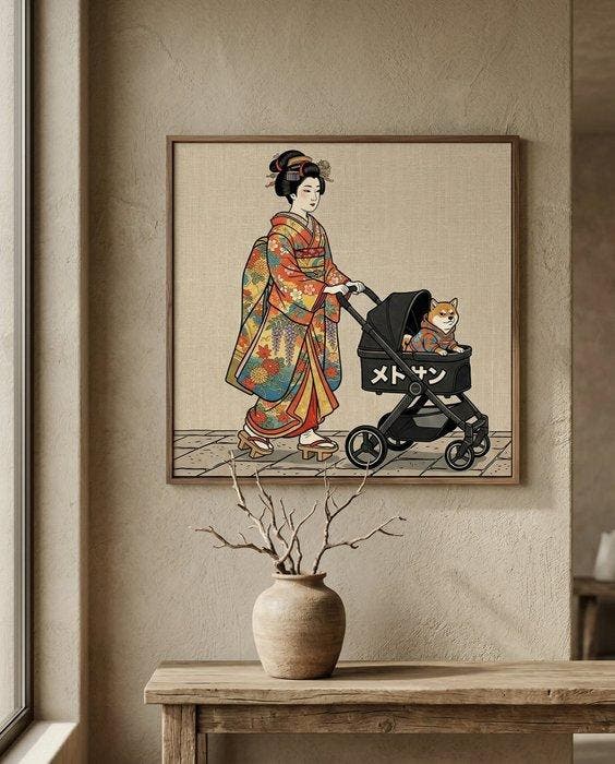 MEDSAN - Shiba of Yoyogi Park () - Hand Signed, Antiek en Kunst, Kunst | Designobjecten