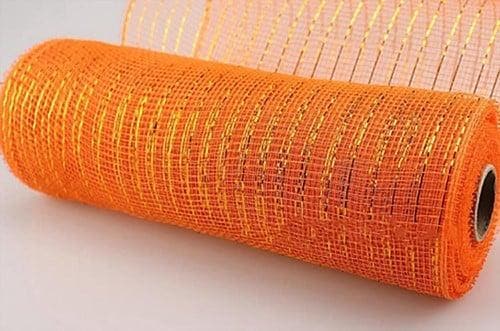 Decomesh metallic oranje 26 cm rol 9 meter voor kransen en, Huis en Inrichting, Woonaccessoires | Kunstplanten en Kunstbloemen