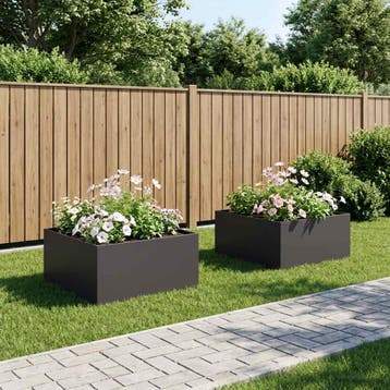 vidaXL Plantenbak 2 st Zwart 60 x 60 x 40 cm Koudgewalst, Verzenden, Nieuw