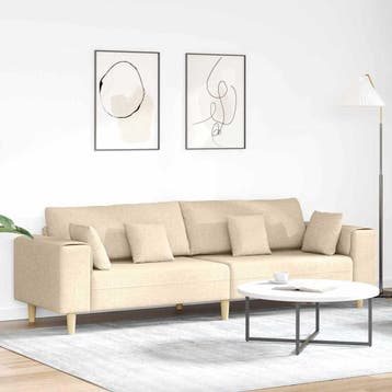 vidaXL bank / zetel Crème 250 x 77 x 76 cm Stof, Verzenden