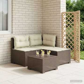 vidaXL 3-Zits Tu bank met Kussens Rattan Look 3-zits PP, Verzenden, Nieuw