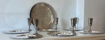 Plat (13) - Laiton argenté - Service de table argenté