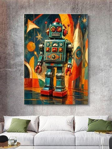 Shayer - Tin Robot – Built for Wonder - XL - 60x80cm - 1/1, Antiek en Kunst, Antiek | Speelgoed