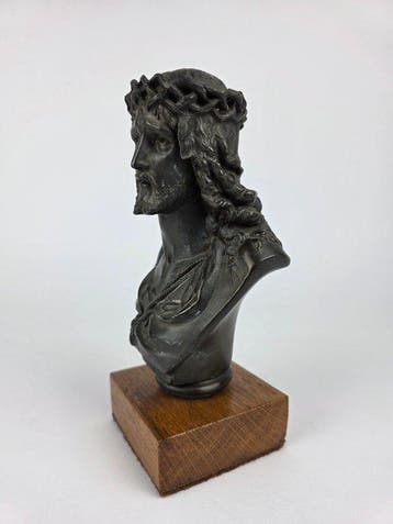 sculptuur, Ecce Homo - 19 cm - Metaal, Hout