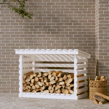 vidaXL Haardhoutrek 108x73x79 cm massief grenenhout wit, Verzenden