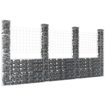 vidaXL Schanskorf U-vormig met 4 palen 380x20x200 cm ijzer, Verzenden, Nieuw
