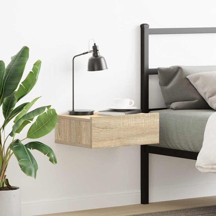 vidaXL Nachtkastje zwevend 40x30x15cm bewerkt hout sonoma, Huis en Inrichting, Slaapkamer | Nachtkastjes, Nieuw, Verzenden