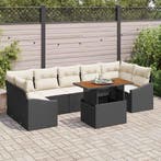 vidaXL Tuinbank Set met kussen met opslag 8 pcs Zwart en, Verzenden, Nieuw