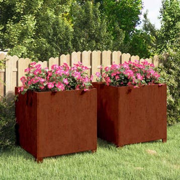 vidaXL Plantenbakken met poten 2 st roestig 50x50x50 cm, Verzenden, Nieuw