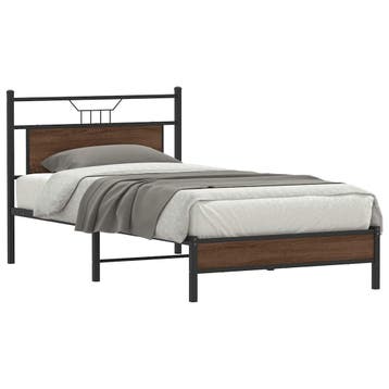 vidaXL Bedframe zonder matras 107x203 cm spaanplaat bruin, Verzenden, Nieuw