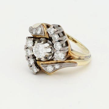 Bague - 14 carats Or jaune, Or blanc Diamant (Naturelle), Nieuw