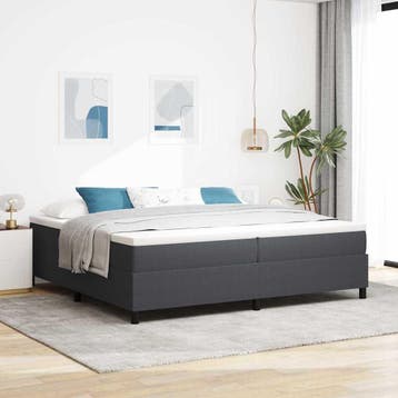 vidaXL Boxspring bed Donkergrijs en Wit 200 x 200 cm, Verzenden, Nieuw
