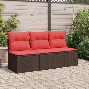 vidaXL | Tuin Sofa | met kussen Bruin 165 x 62 x 69 cm Poly, Verzenden, Nieuw