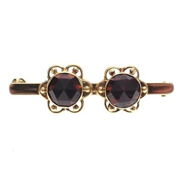 Vintage gouden broche met granaat, Ophalen of Verzenden