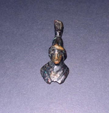 Oud-Romeins Brons Bust, Minerva-buste - 4.3 cm