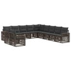 vidaXL Tuinbank Set 11 pcs Grijs en Donkergrijs poly rattan, Verzenden
