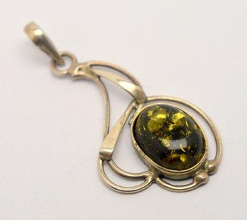 Barnsteen - Hanger van 925 zilver, met keurmerk, groene