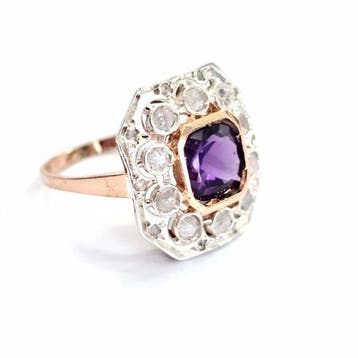 Zonder minimumprijs - Ring - 9 kt. Roségoud, Zilver Spinel -, Nieuw