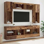 vidaXL Tv Wandkast Set met LED 6 pcs Oudhout Geconstrueerd, Verzenden