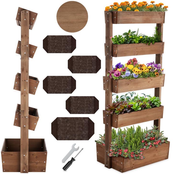 Plantenbak Flora, gelakt hout, met plantenfolie, Jardin & Terrasse, Jardin & Terrasse Autre, Envoi