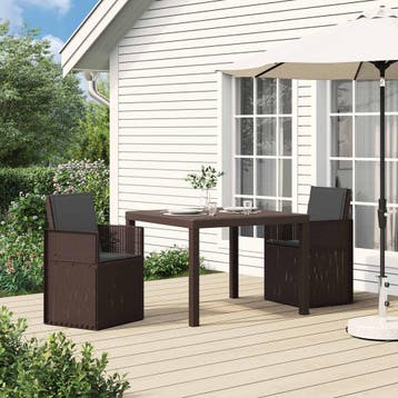 vidaXL Tuin Eettafel Set 3 st Bruin en antracietkleurig PP, Verzenden, Nieuw