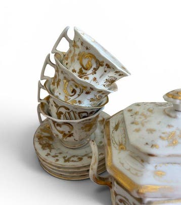 Porcelaine de Paris - Koffieservies voor 8 (19) - Grande