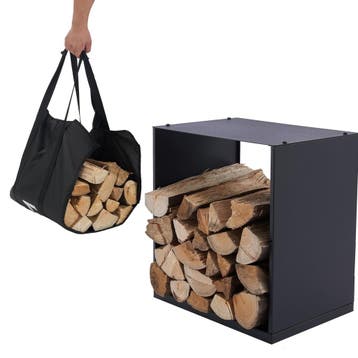 Lendo Online Brandhoutrek 40x28x40cm Zwart Staal, Verzenden