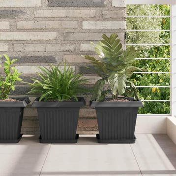 vidaXL Vierkante Bloempot 24 st Zwart 28,5 x 28,5 x 22 cm, Tuin en Terras, Verzenden, Nieuw