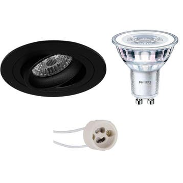 LED Spot Set 5W - Kantelbare Ronde Inbouwspot Mat Zwart/Wit,, Verzenden, Nieuw