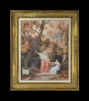 Jean-Baptiste Mallet (1759-1835) - Deux elégantes dans un, Antiquités & Art