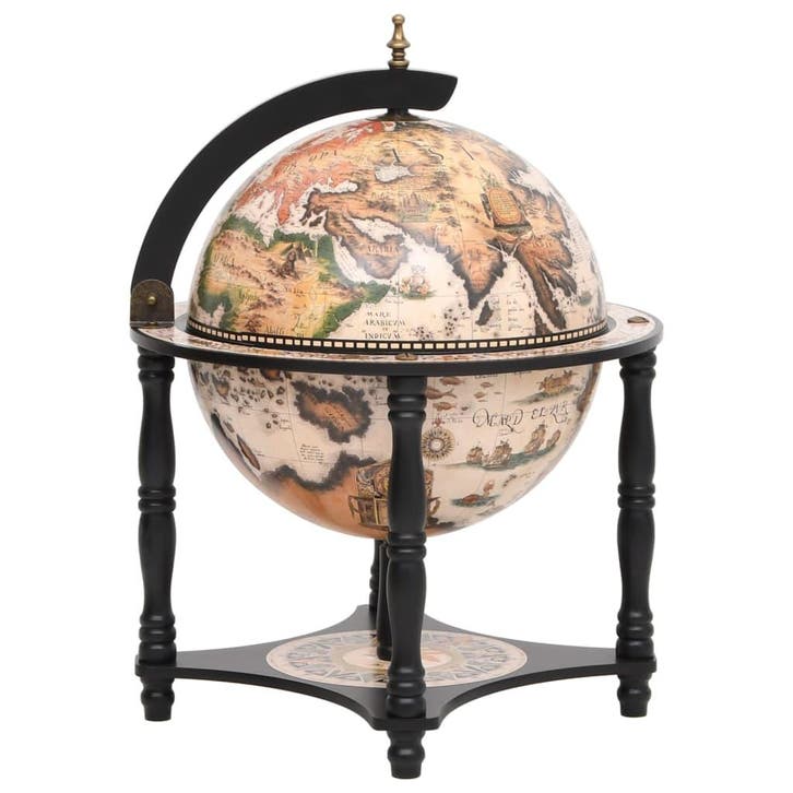 vidaXL Globebar massief eucalyptushout zwart, Huis en Inrichting, Woonaccessoires | Wijnrekken, Nieuw, Verzenden
